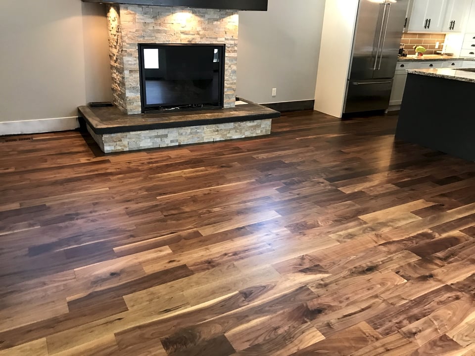 Hardwood floor with a satin finish catching natural light